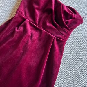 Express Strapless Velvet Dress in Burgundy - Small
